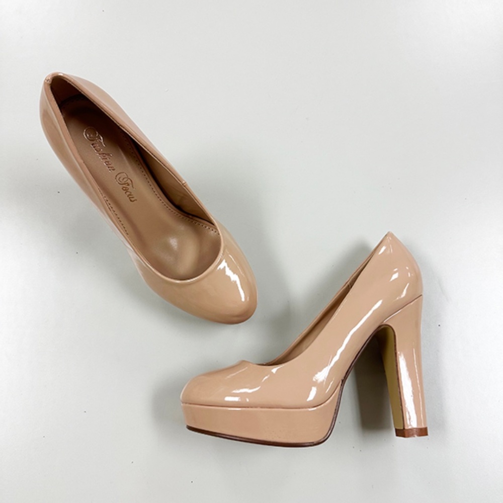Platform Pumps from Fashion Focus - Jovanka - Nude Pat